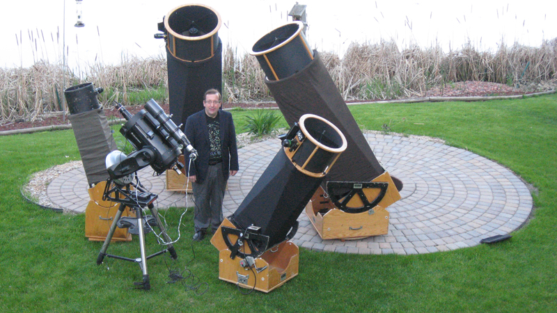 Mike Lynch and his giant telescopes in the Metro State Labyrinth