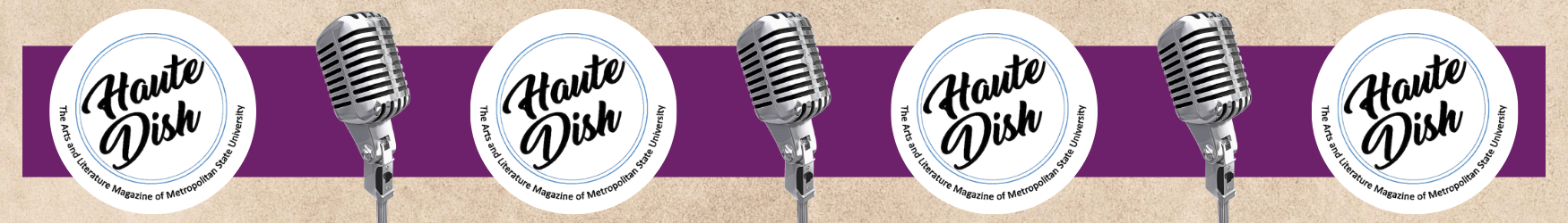 Banner with Haute Dish logo and a microphone